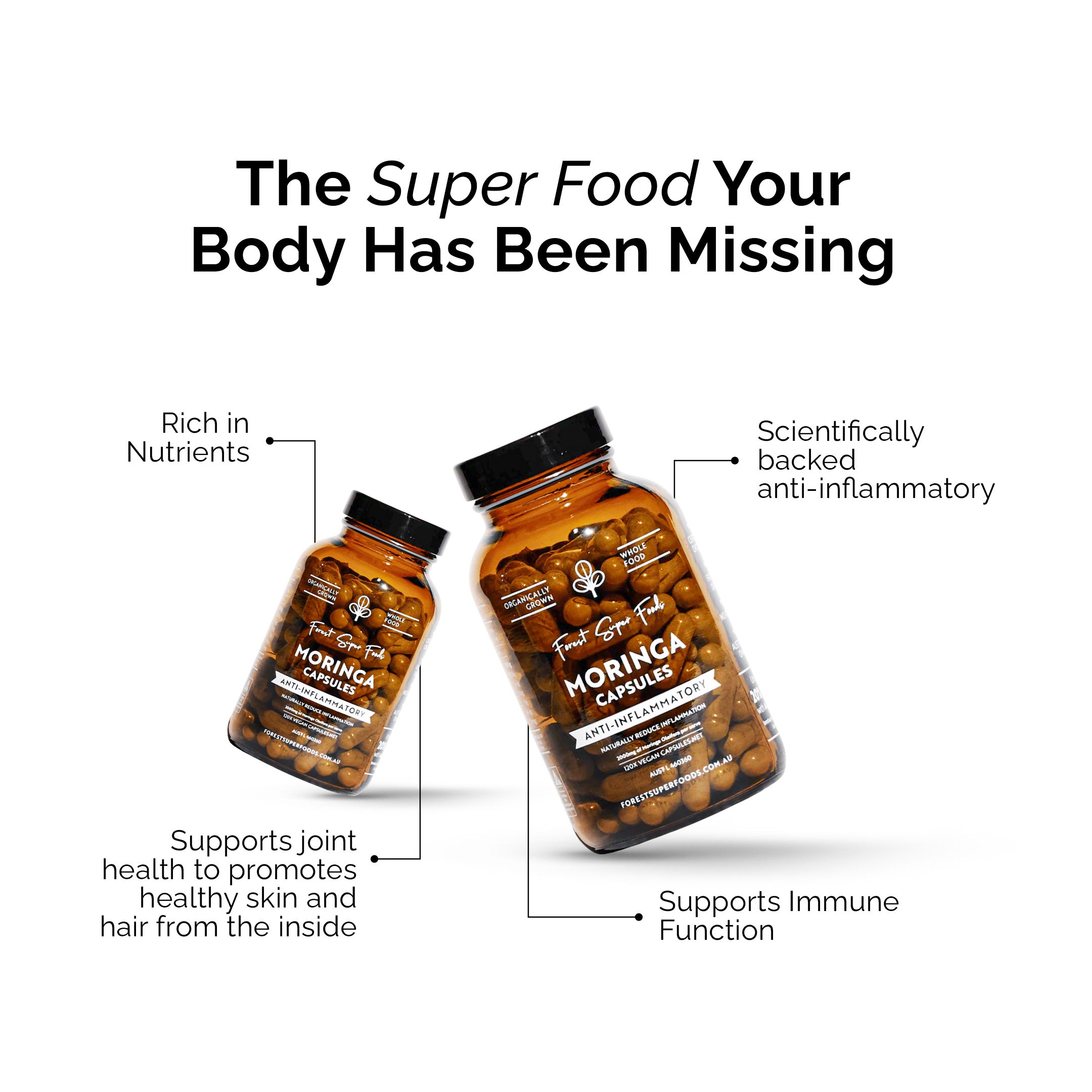 Moringa is a powerful anti-inflammatory, supports joint health and supports immune function